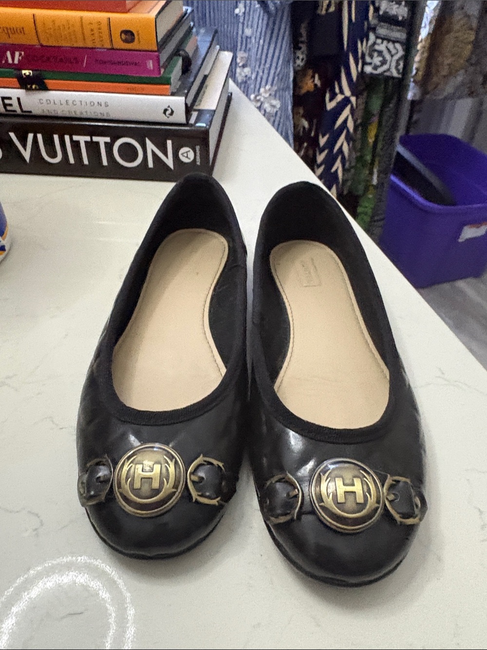 Hunter Black Patent Ballet Flats